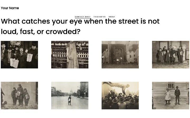 The Contact Sheet template's home page
